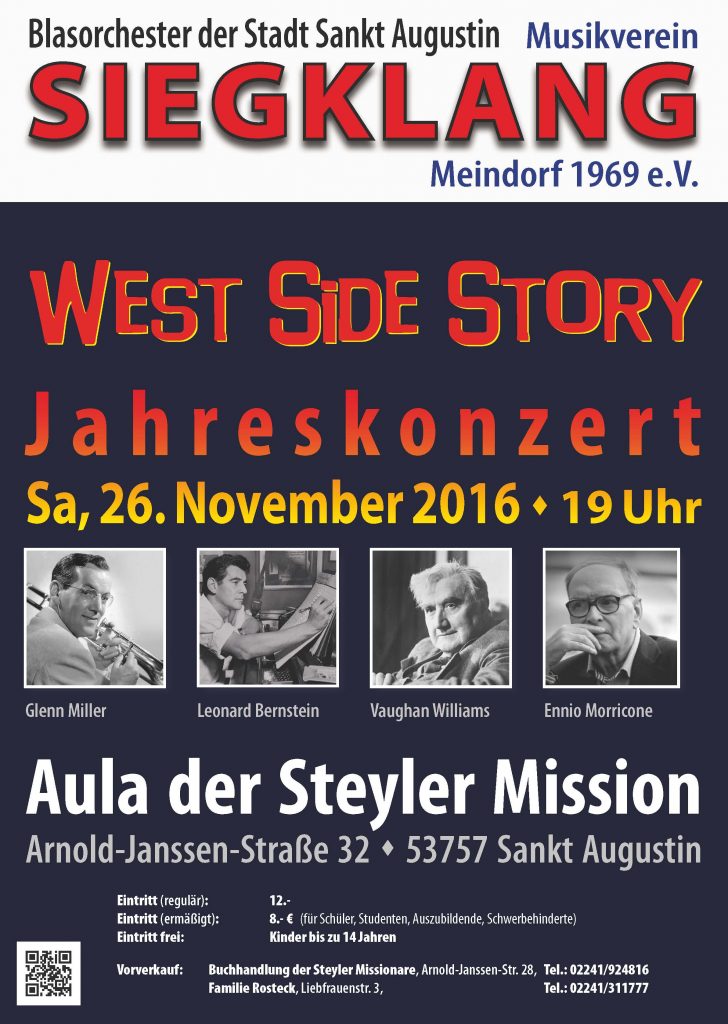 Plakat des Konzerts West Side Story am 26.11.2016